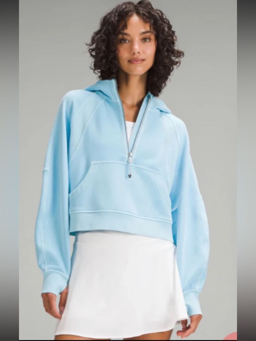 Lululemon Scuba Oversized Half Zip Hoodie Mineral Dye Editor Blue Sz XS/S